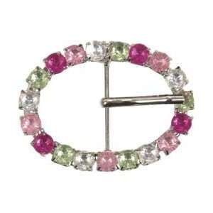  Jeweled Buckle 2X1 1/2 Oval Multi 