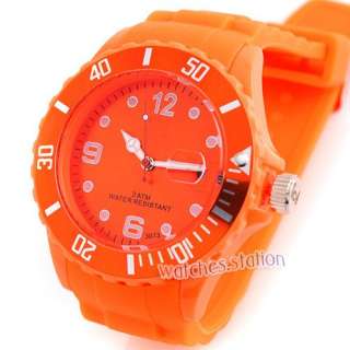 Cool Light Blue Unisex Silicone Jelly Band Date Quartz Wrist Watch 