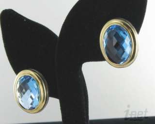  18K Yellow Gold 925 Large Albion Blue Topaz Earrings $2250  