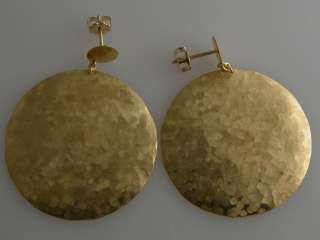 22K hammered gold disk earrings 1 3/8 dia  