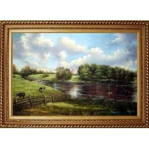 Wivenhoe Park Oil Painting, with Exquisite Dark Gold Wood Frame 30.5 x 