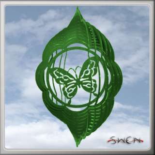 You are bidding on a BUTTERFLY CLOUD GREEN Swirly Metal Wind Spinner 