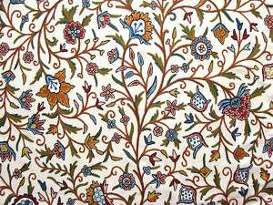 KASHMIR CREWEL EMBROIDERED UPHOLSTERY FABRIC 52x15 YDS  