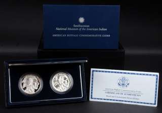   Commemorative Proof & Uncirculated Silver Dollar Set w/Box & COA
