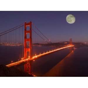 Moonrise above the Golden Gate Bridge, Marin, California Photographic 