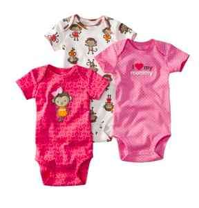   Carters Baby Girl 3 Bodysuits Pink White Monkeys 3 6 9 12 18 24 months