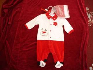  BABY BOY FIRST CHRISTMAS SANTA ROMPER WITH CAP STARTING OUT 3 MONTH 
