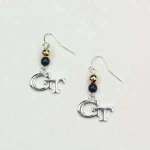   Yellowjackets French Wire Logo and Beads Earring