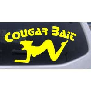 Cougar Bait Funny Car Window Wall Laptop Decal Sticker    Yellow 5.5in 