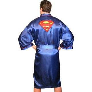 Classic Mens Superman S Logo Blue Satin Robe