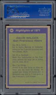 1972 Topps #282 Dave Wilcox All Pro PSA 10 Gem Mint  