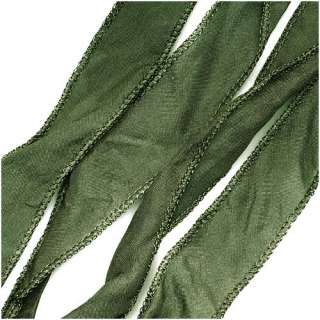 Silk Fabric Flat Silky Ribbon 2cm Dark Sage Green 42 In  