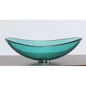  Bathroom Clear Green boat Oval Glass Vessel Vanity Sink 
