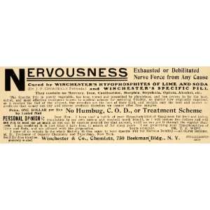  1906 Ad Winchester Lime & Soda Hypophosphites Nervous 