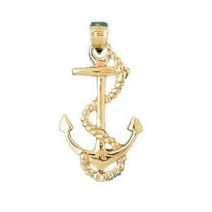  CleverEves 14K Gold Pendant Anchor with Rope 3.1   Gram(s 