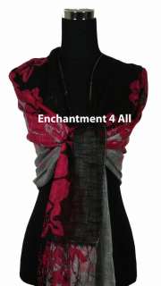 Large Elegant Fashion Floral Scarf Shawl Wrap Black/Red  