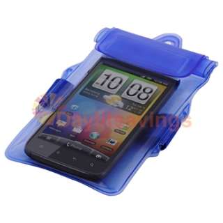 Black Rubber Hard Case+Blue Waterproof Bag+3x Privacy SP for HTC Rider 
