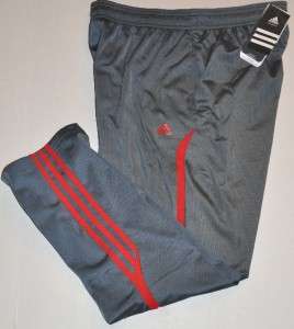 ADIDAS Mens Running Pants COOL MOTION Athletic Gray w/ Red NEW Size 