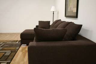 Modern Feliciah brown twill fabric sectional Sofa  