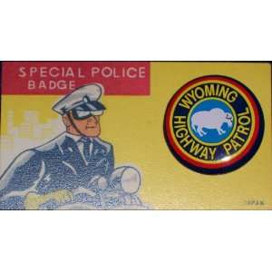  Wyoming Highway Patrol Tin Litho Badge, 1960s Everything 