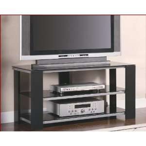  Metal and Wood Media Console with Glass Shelves CO700665 