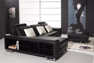 957 Modern BLACK Italian Leather Sectional Sofa  
