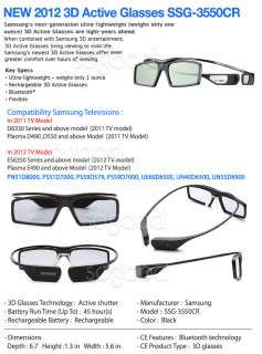 2pc x 2012 Samsung SSG 3550CR 3D Rechargeable TV Glasses / SSG 3500CR 