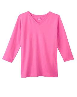 LAT Ladies Combed Ringspun V Neck 3/4 Sleeve T Shirt 3577  