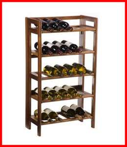 Solid Wood Home Wine Bottle Rack Stand Shelf Wooden Storage 4 
