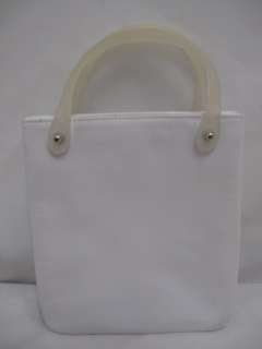 Jil Sander White Leather Square Clear Rubber Handle Small Purse  