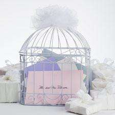   gift box design of sturdy metal construction opens from the top tulle
