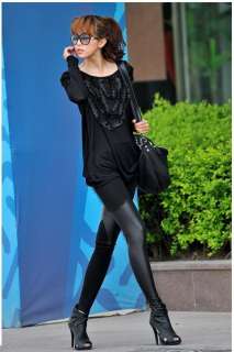Korea Women stylish PU leather partchwork CML6161 Leggings Pants 