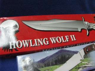 Lot of 5 Hunting Knives Sheath & Box Vary Sizes Howling Kodiak Wolf 