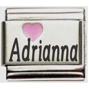  Adrianna Pink Heart Laser Name Italian Charm Link Jewelry