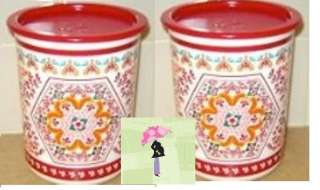 Tupperware SMALL 8 Cup TALAVERA CANISTER Coffee Size Set Red NEW RARE 