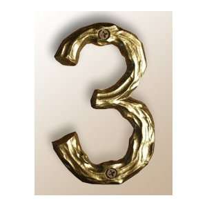  Twisted Twig Bronze Metal Cast House Number   #3