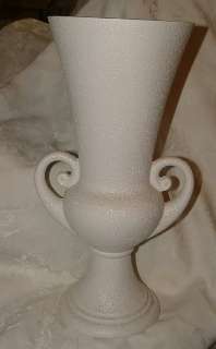 ROYAL HAEGER #436 1950s White Textured Aqua Lined Vase  