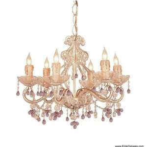   Champagne 1 Tier Chandelier with Rose Colored Murano Crystal Home