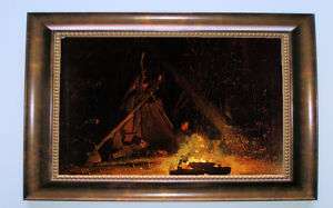 Winslow Homer Camp fire   Framed Giclee Canvas Repro S  