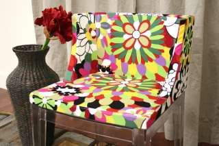 Fiore Modern Acrylic Frame Floral Accent Chair  