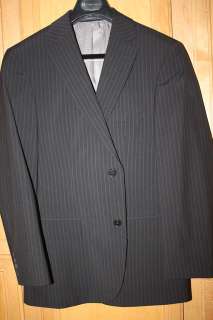 Hugo Boss Charcoal Gray Pinstripe Wool Mens Suit 38 S Minty  
