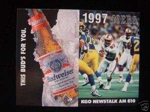 1997 49er SCHEDULE .BUDWEISER BEER  