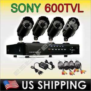 CCTV SECURITY SYSTEM WITH 4CH DVR + 600TVL Day Night Outdoor 