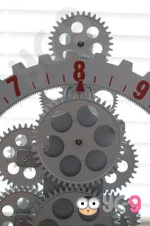   clock red font this gear wall clock has several small gears running