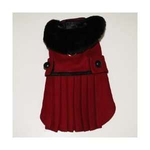  Pet Dog Apparel Outfit Red Wool Lined Dress Coat 