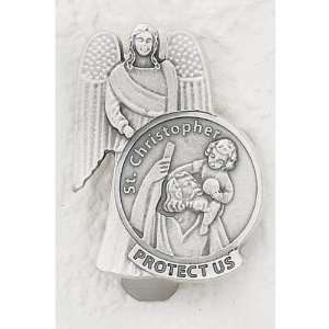  3 St. Christopher with Angel Silver Plated Car Visor Clips 