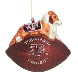  Texas A&M Aggies NCAA Glass Mascot Football Ornament (6 