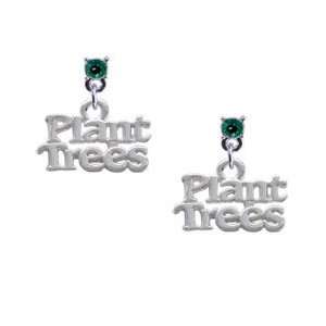  Plant Trees Emerald Swarovski Post Charm Earrings 