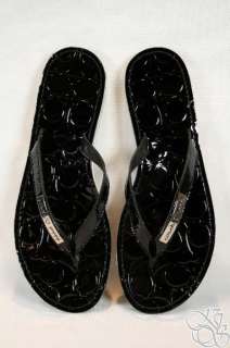COACH Wilma Crinkle Black Flip Flops Thongs Womens Shoes New A8653 