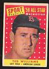 1958 TOPPS #485 TED WILLIAMS BOSTON RED SOX ALL STAR E